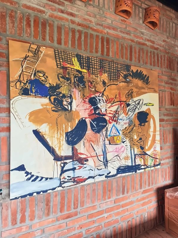 Obra de arte original sobre muro de ladrillo
