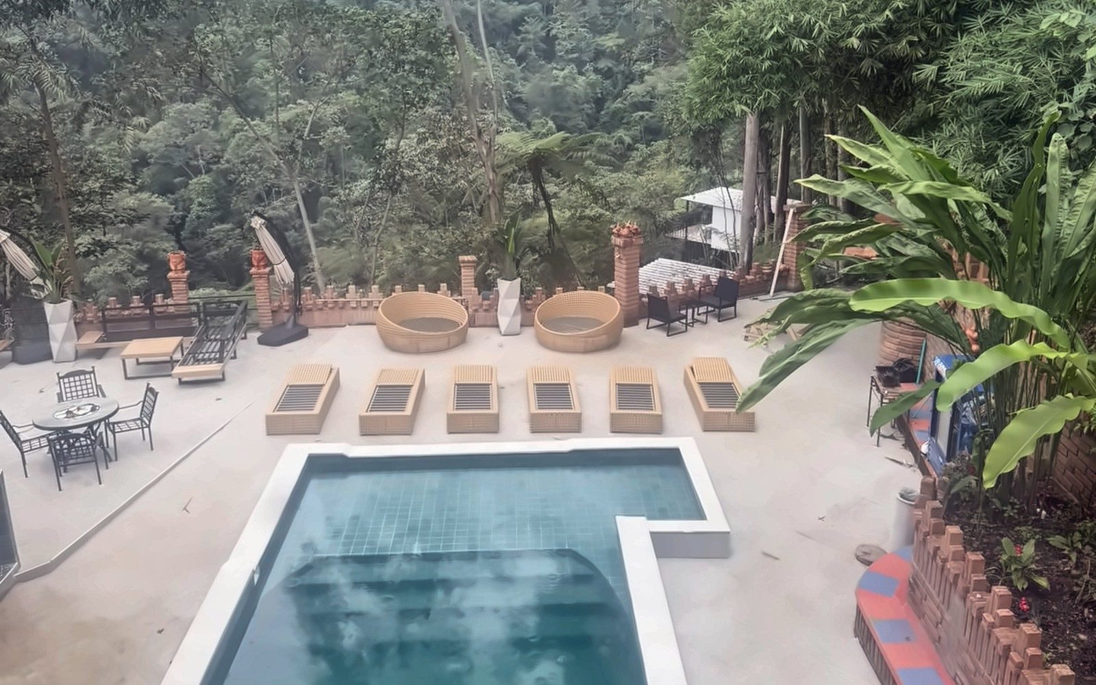 Piscina rodeada de bosque